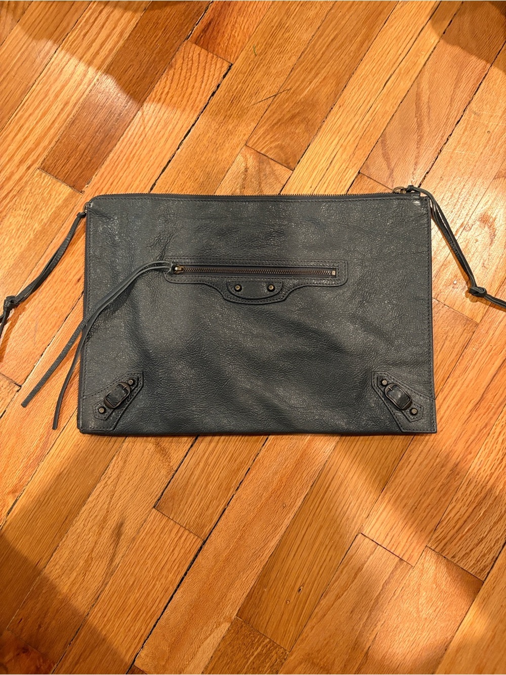 Balenciaga Giant Envelope Clutch Dark Grey Distressed Lambskin Leather